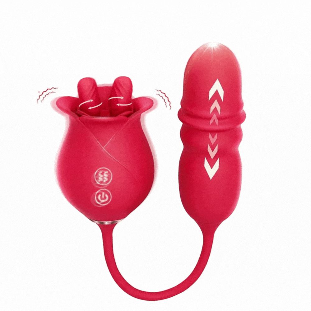 Lurevibe - Rose Romeo Dual Tongue Rose Adult Toys Vibrators 10 Licking Thrust