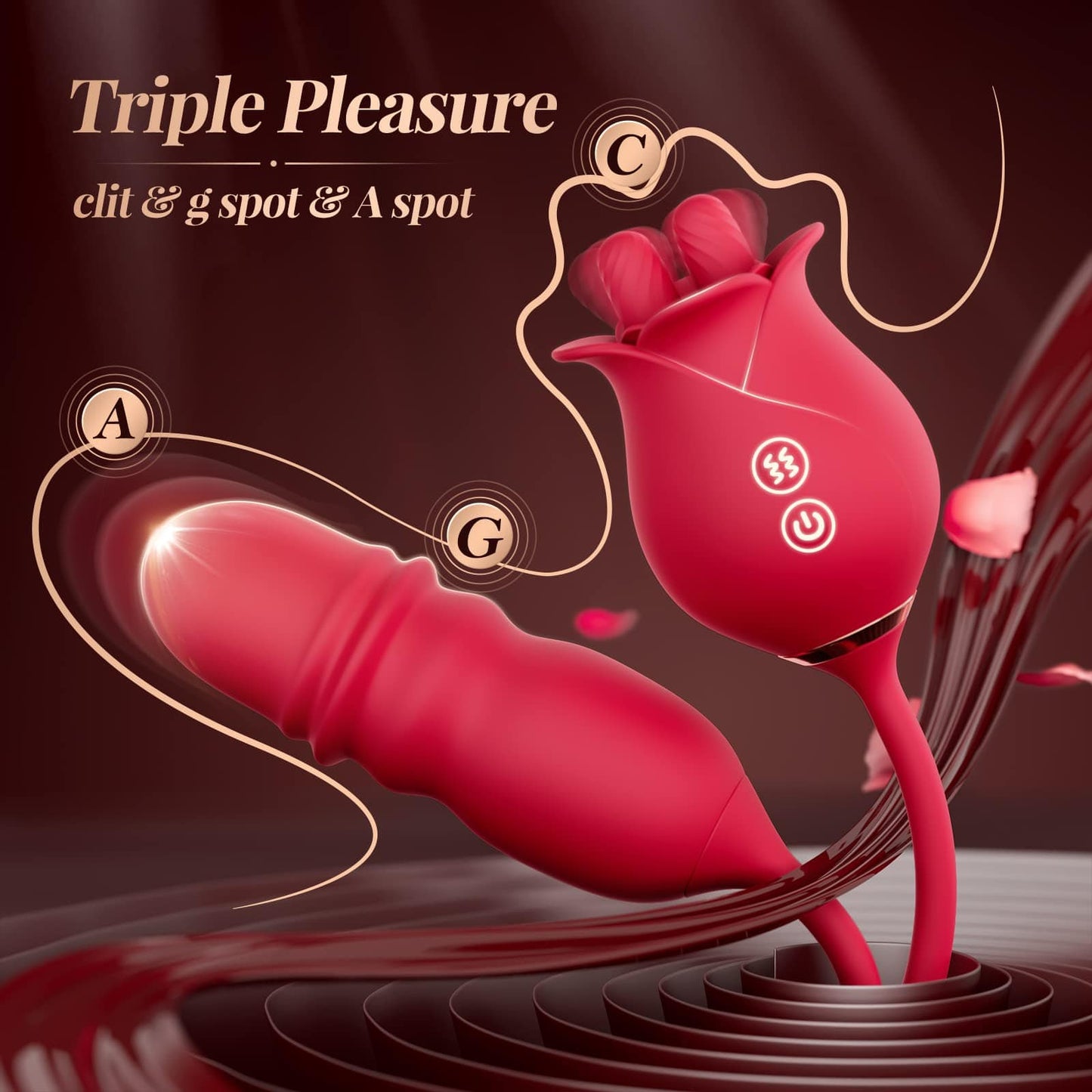 Lurevibe - Rose Romeo Dual Tongue Rose Adult Toys Vibrators 10 Licking Thrust