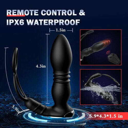 Double Lock Ring Sperm Prostate Massager Remote Control Anal Plug