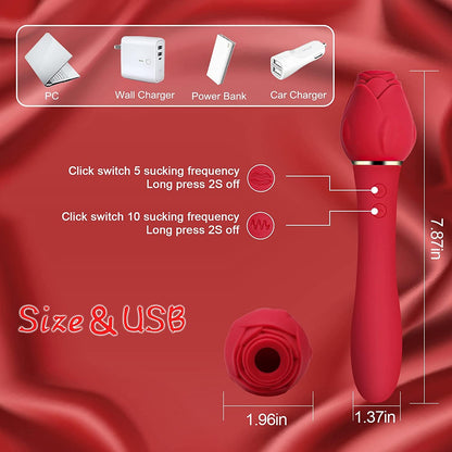 Lurevibe - Rose Sucking G Spot Vibrator Clit Sucker Nipple Toy