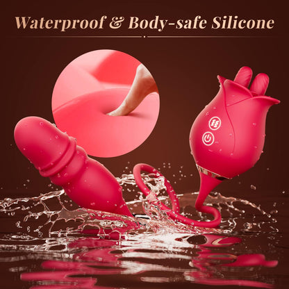 Lurevibe - Rose Romeo Dual Tongue Rose Adult Toys Vibrators 10 Licking Thrust