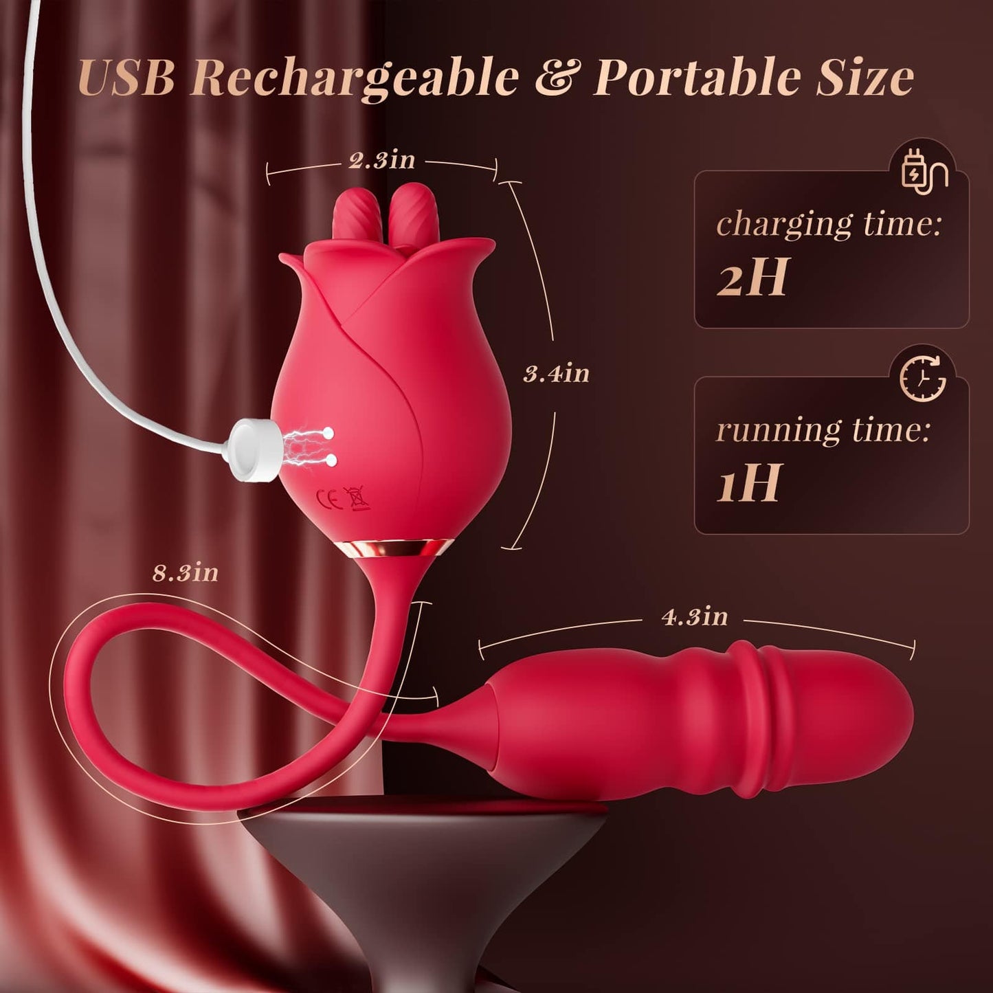 Lurevibe - Rose Romeo Dual Tongue Rose Adult Toys Vibrators 10 Licking Thrust