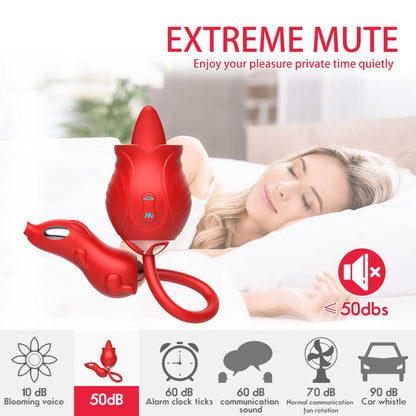 Lurevibe - New Rose Double Head Tongue Licking Vibration Jump Egg For Women