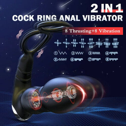 Double Lock Ring Sperm Prostate Massager Remote Control Anal Plug